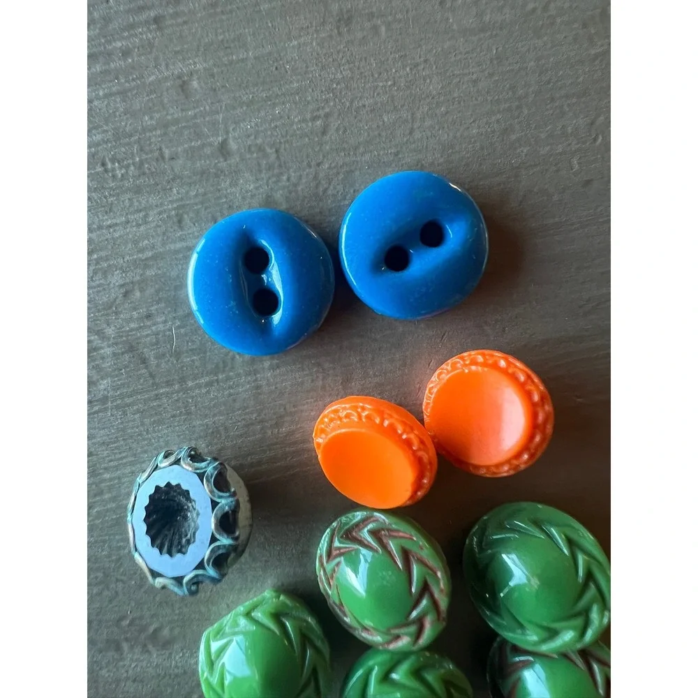 Vintage Glass Buttons Lot 12pc Carved Art Deco Czech Retro Upcycled MCM Crafts